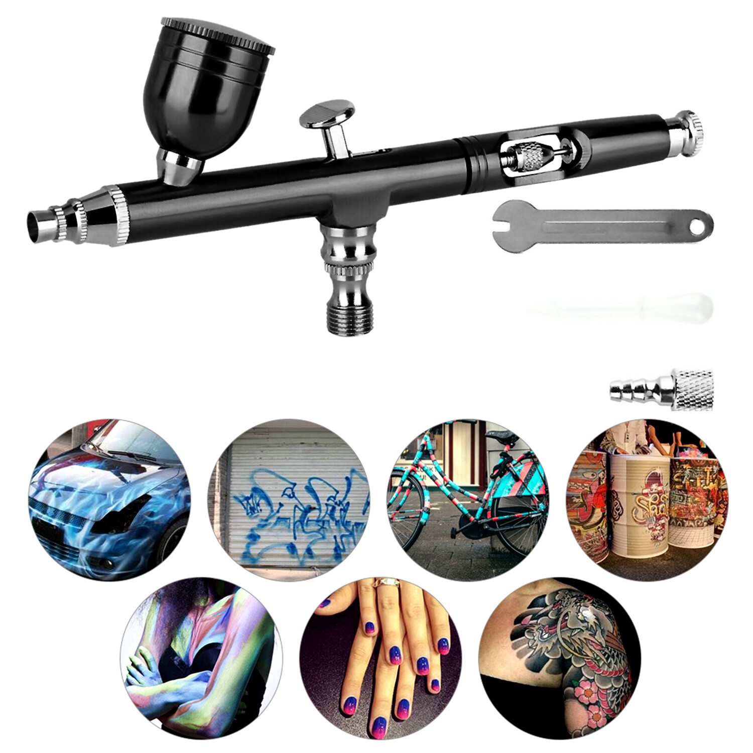 Dual Action Gravity Feed 0.3mm Gun Spray Airbrush Nail Art Paint Tattoo Tool Set