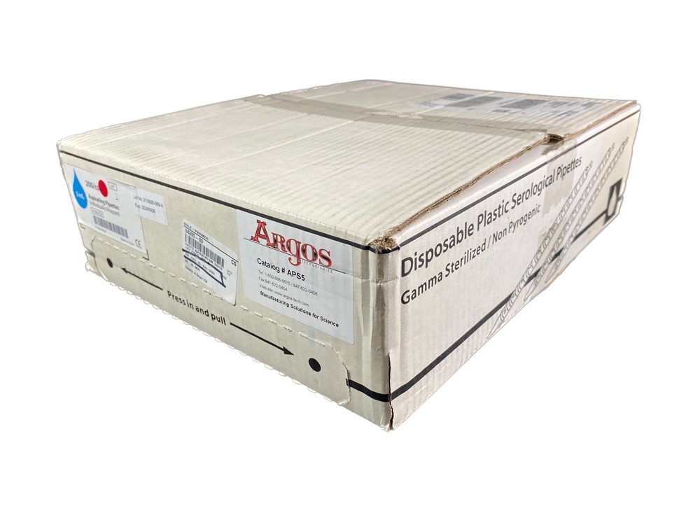 ARGOS TECHNOLOGIES 5mL Sterile Polystyrene Aspirating Pipettes APS5 (200/Case)