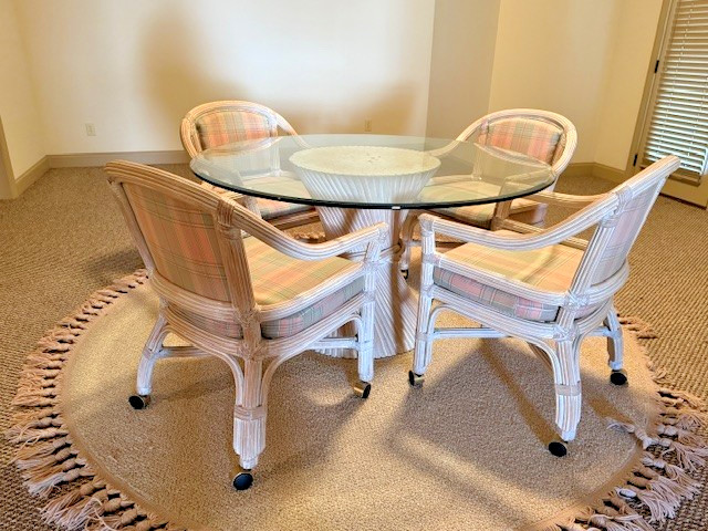 Vintage McGuire Wheat Sheaf Dining /Breakfast Table W/4 Rolling Chairs