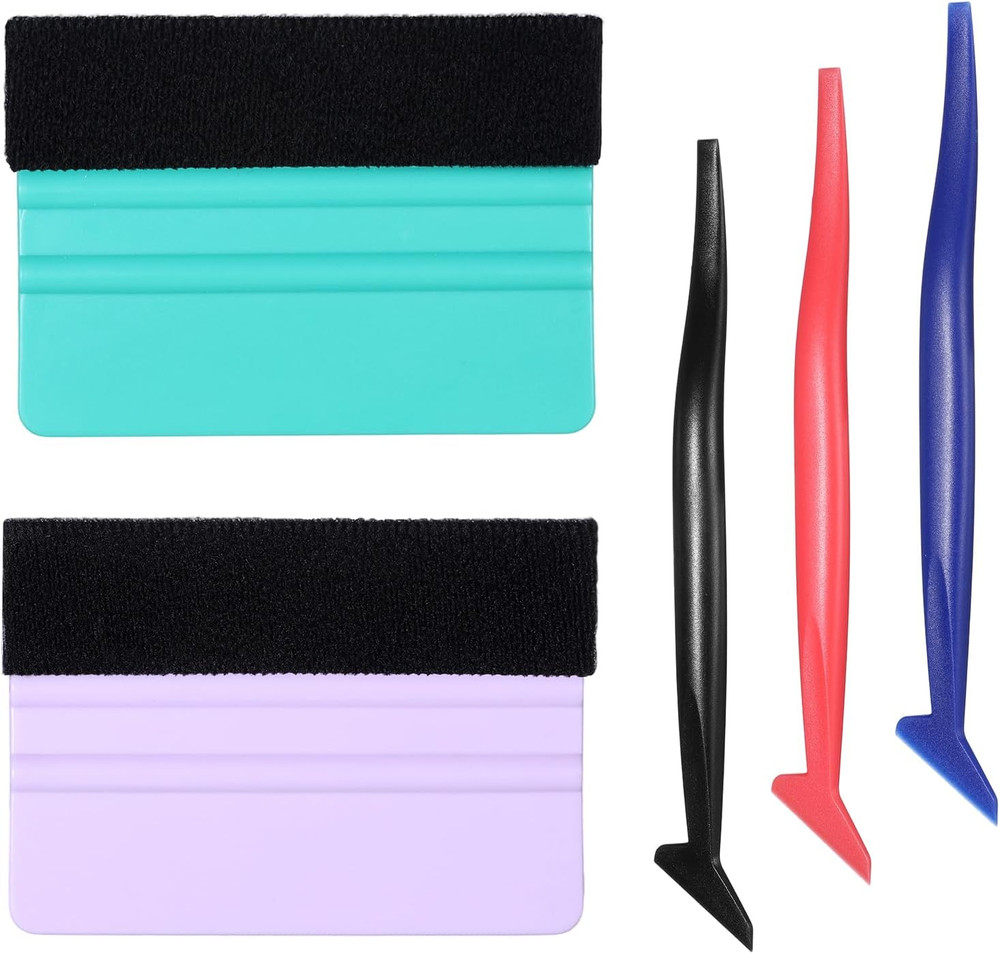 5 Pack Vinyl Squeegee Tool Set, Small Squeegee for Vinyl 2 Pcs Plastic Felt Sque