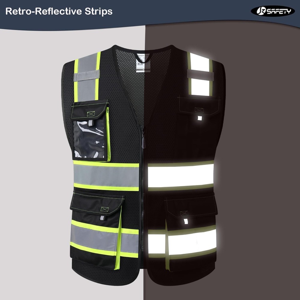 Hi Vis Safety Vest Mesh Black Size L