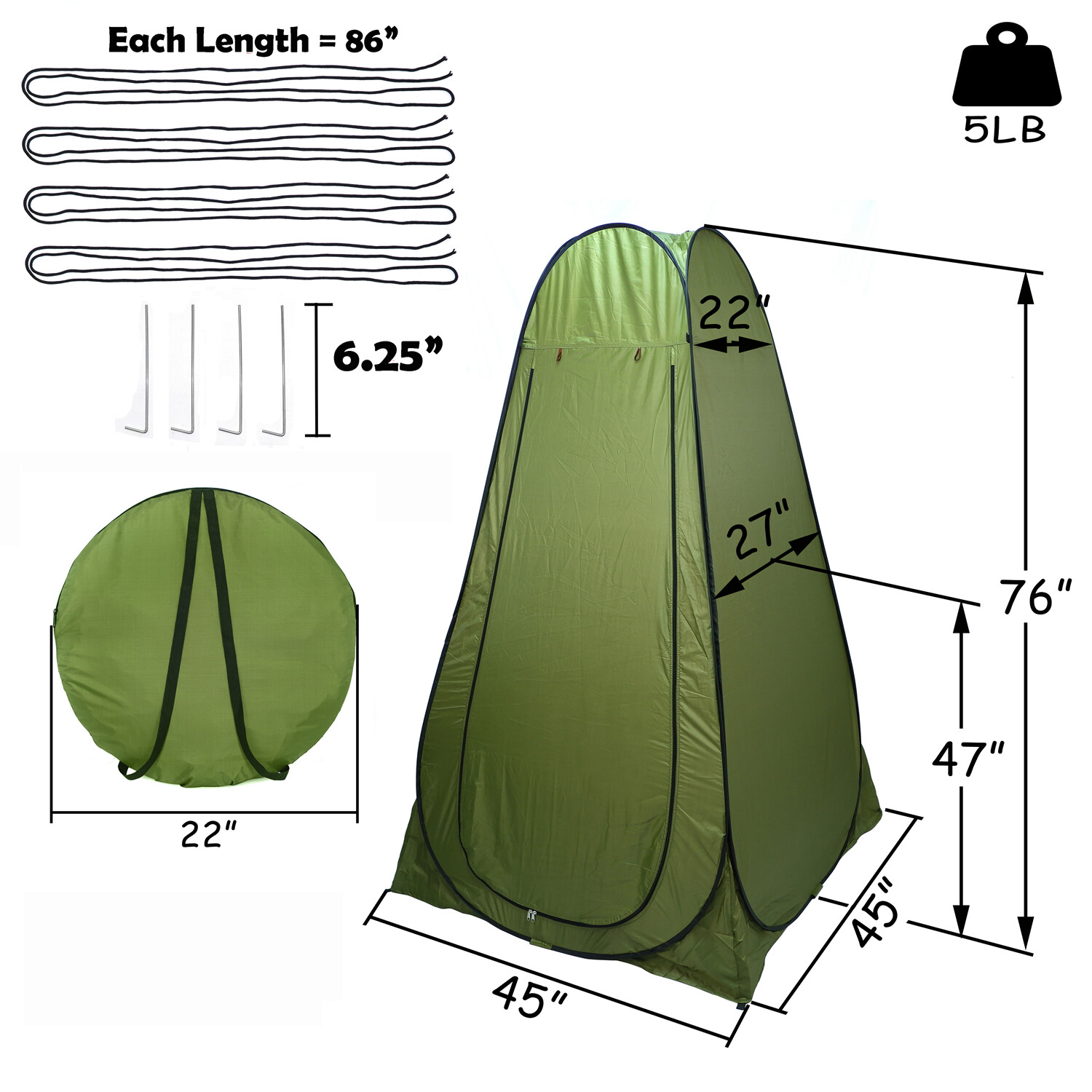 Pop Up Privacy Tent Instant Portable Outdoor Shower Tent Camp Toilet Changing Gr