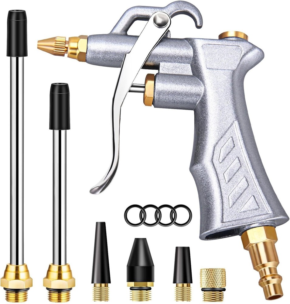 Durable Pneumatic Cleaning Tool with Adjustable Air Flow and Multiple Extensions