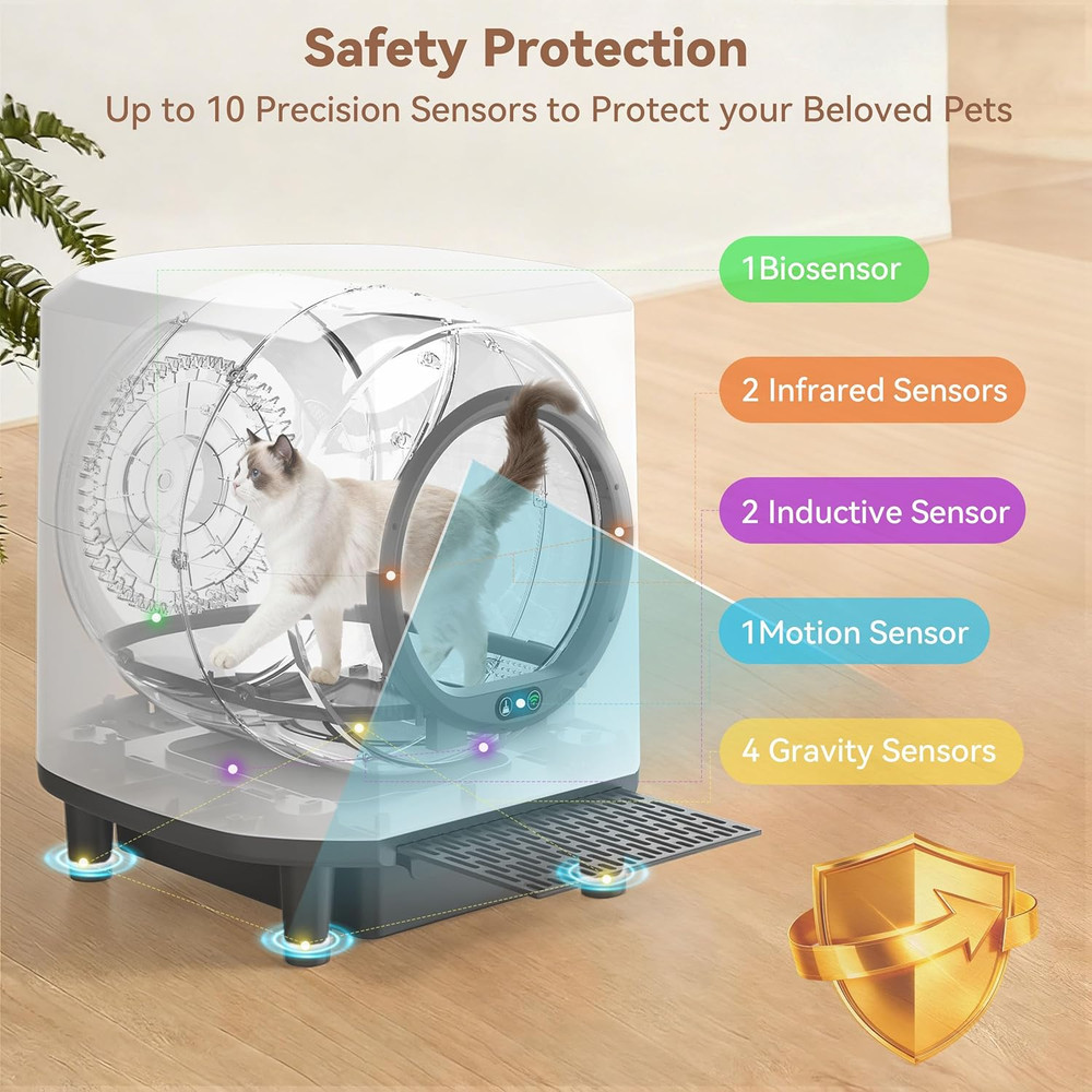 Self Cleaning Litter Box, Automatic Litter Box Self Cleaning 90L App-Controlled,
