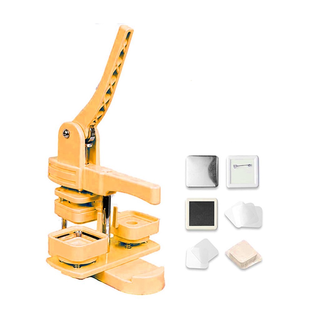 55mm/1.97" Square-Shaped Square Fridge Magnet Pin Button Maker Press Machine