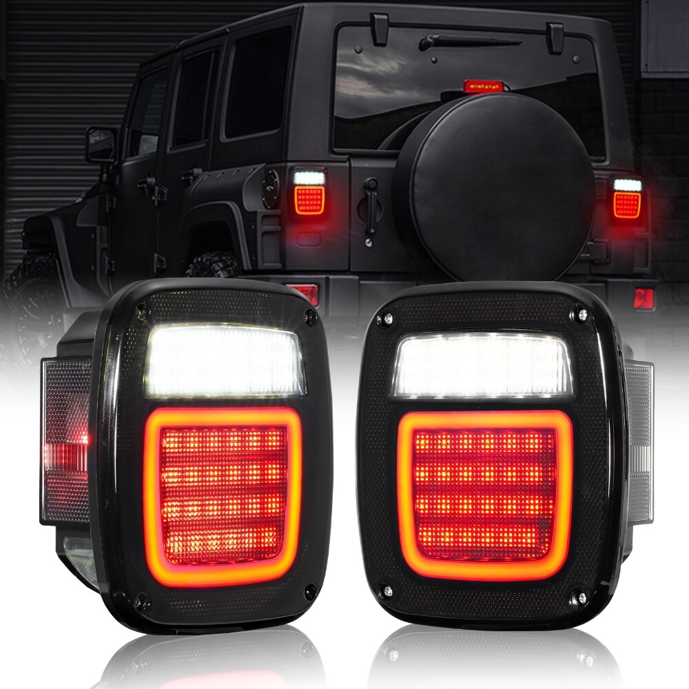 For Jeep Wrangler TJ CJ LED Tail Lights Brake Reverse License Plate Light 83-LED