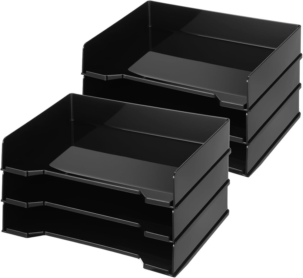 12 Pcs Stackable Letter Tray Rectangular Plastic Desk Organizer 13 x 9.5 x 2.6