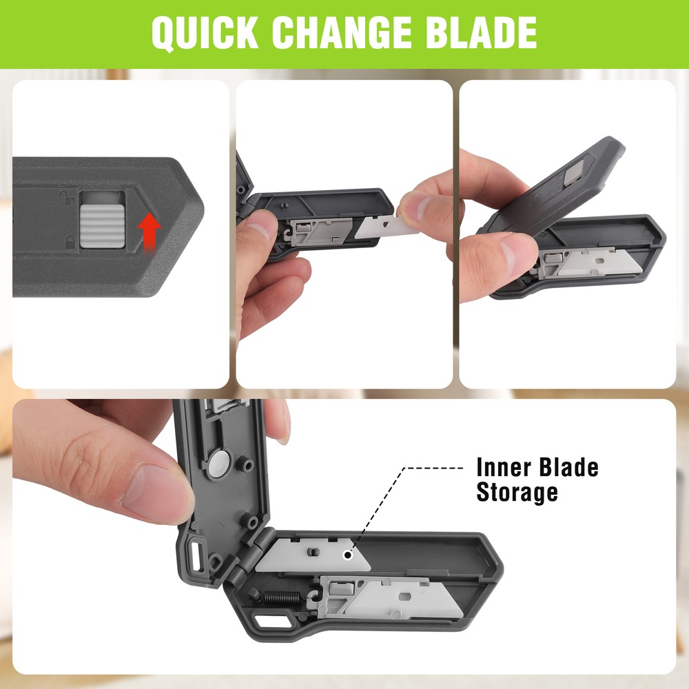 WORKPRO Safe Ceramic Box Cutter Small 2PC-GRAY with Extra Blades Quick Change