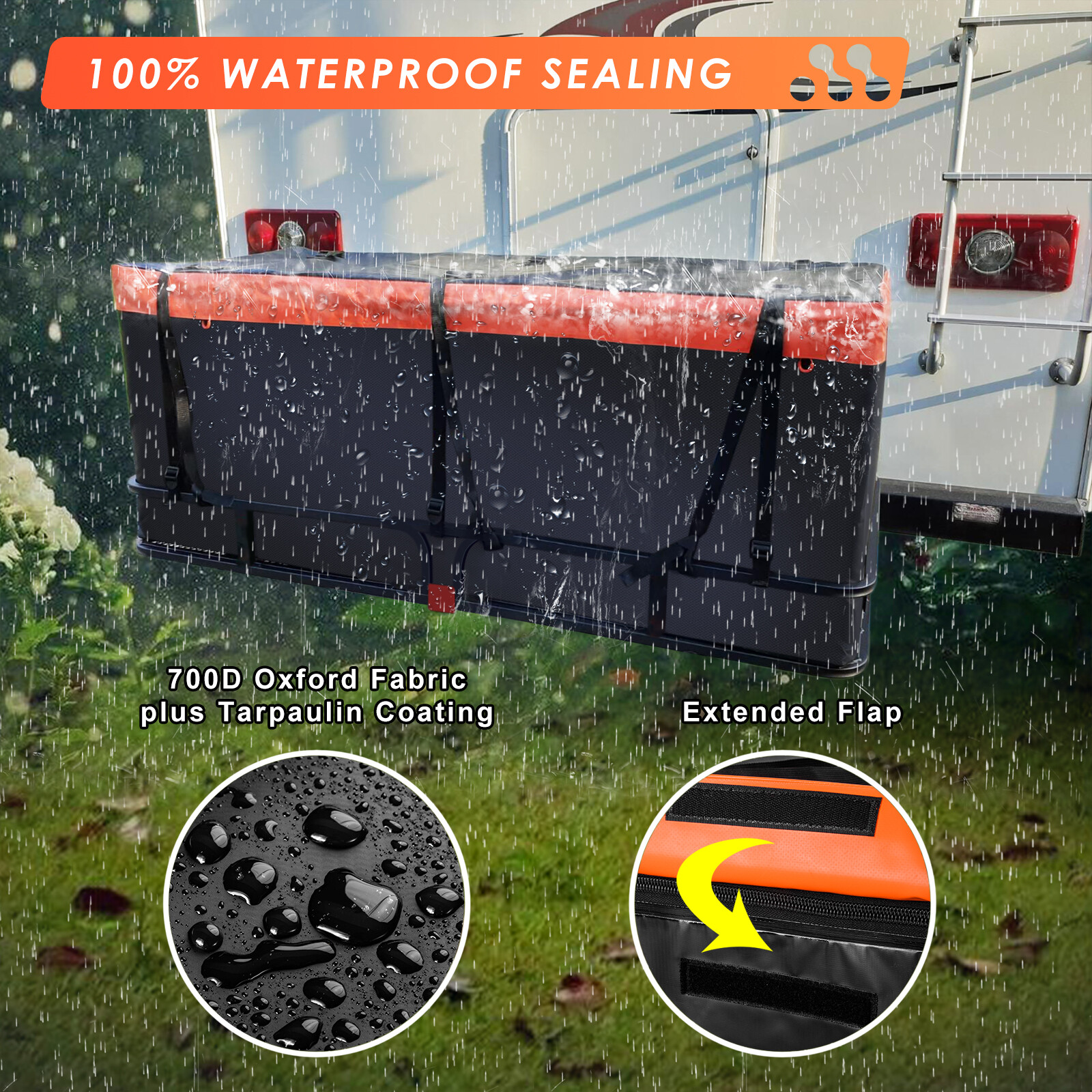 MeeFar Hitch Mount Cargo Carrier 53"x19"x5.5" Tail Basket & Waterproof Bag Combo