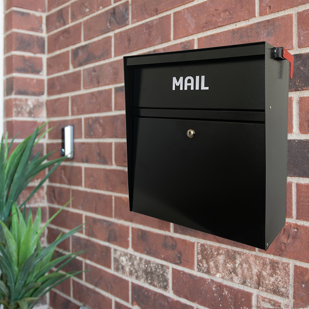 Rainproof Wall Mount Mailbox with Outgoing Mail Flag and Holder Locking Mailbox