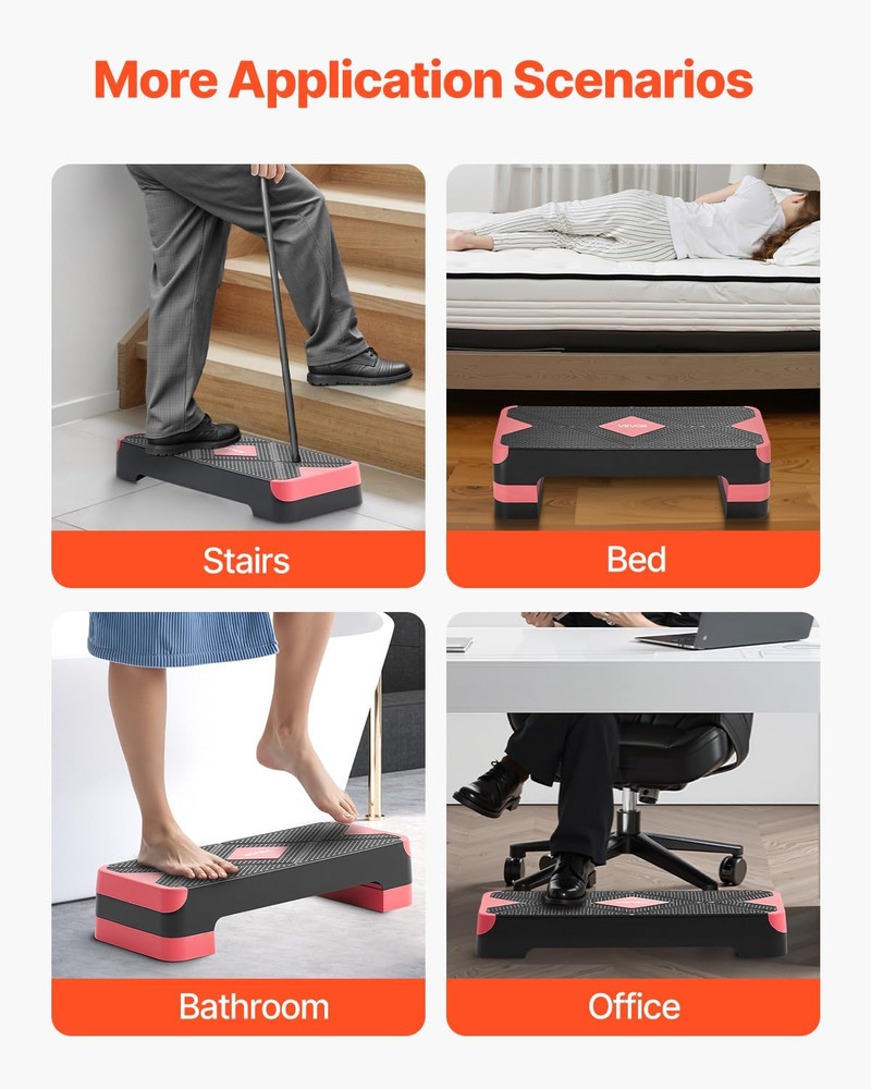 Aerobic Exercise Step Platform, 28-Inch Workout Aerobic Stepper, Height Adjustab