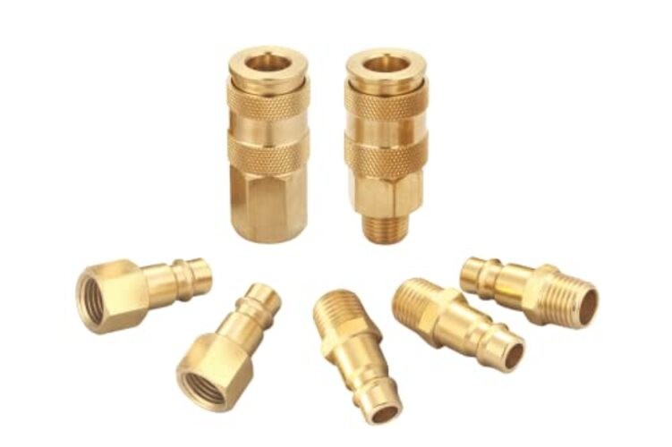 Pro High Flow Coupler and Plug Kit (), V Style, 1/4 Inch NPT, Solid 7 Piece