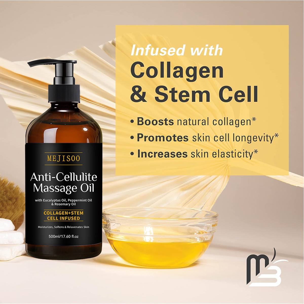 Anti Cellulite Massage Oil Infused with Collagen and Stem Cell Skin Tightening ~