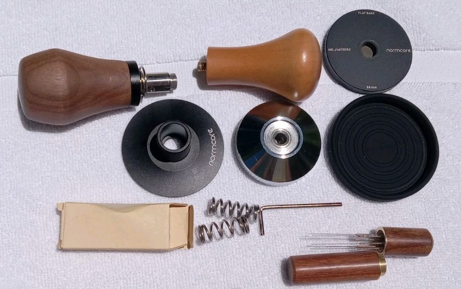 Normcore 58.mm Coffee Tamper FLAT Base, Spring Loaded, Walnut Handle Accessories