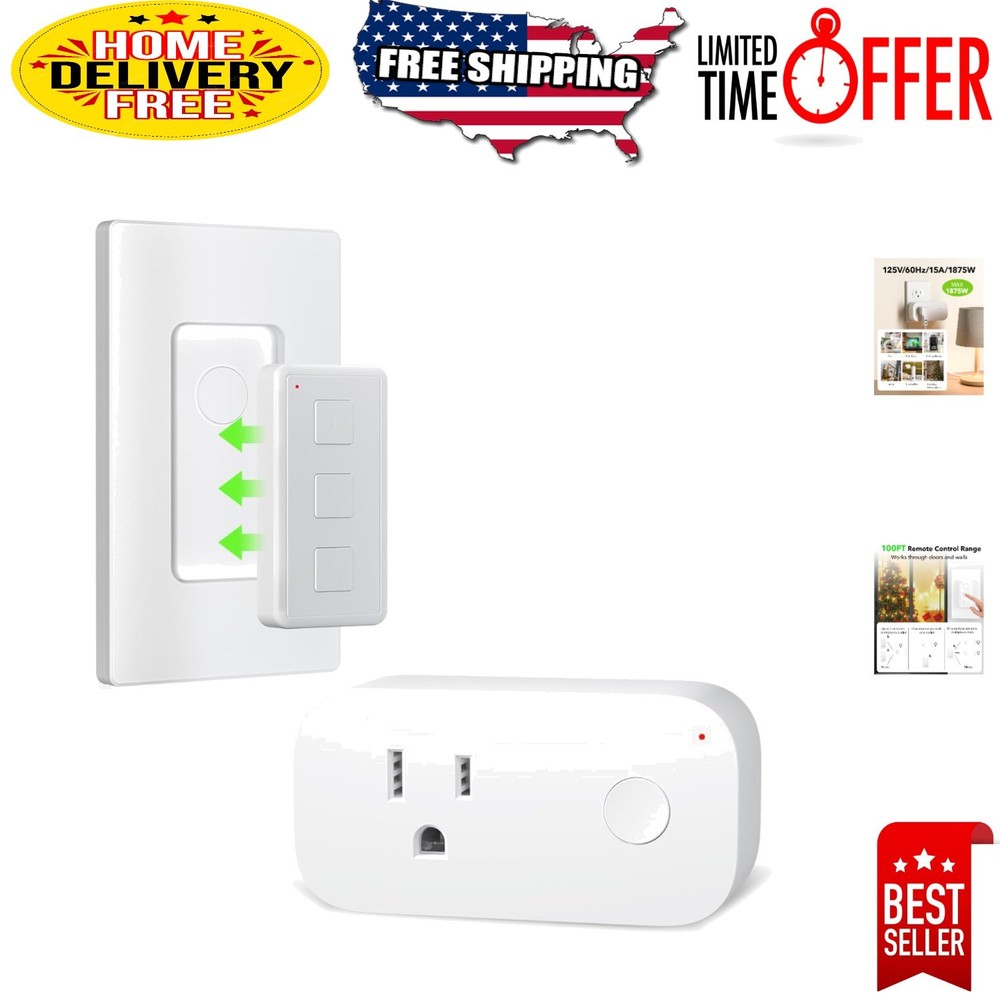 Pre-Programmed Wireless Remote Outlet - Portable Magic with 100ft Control Range