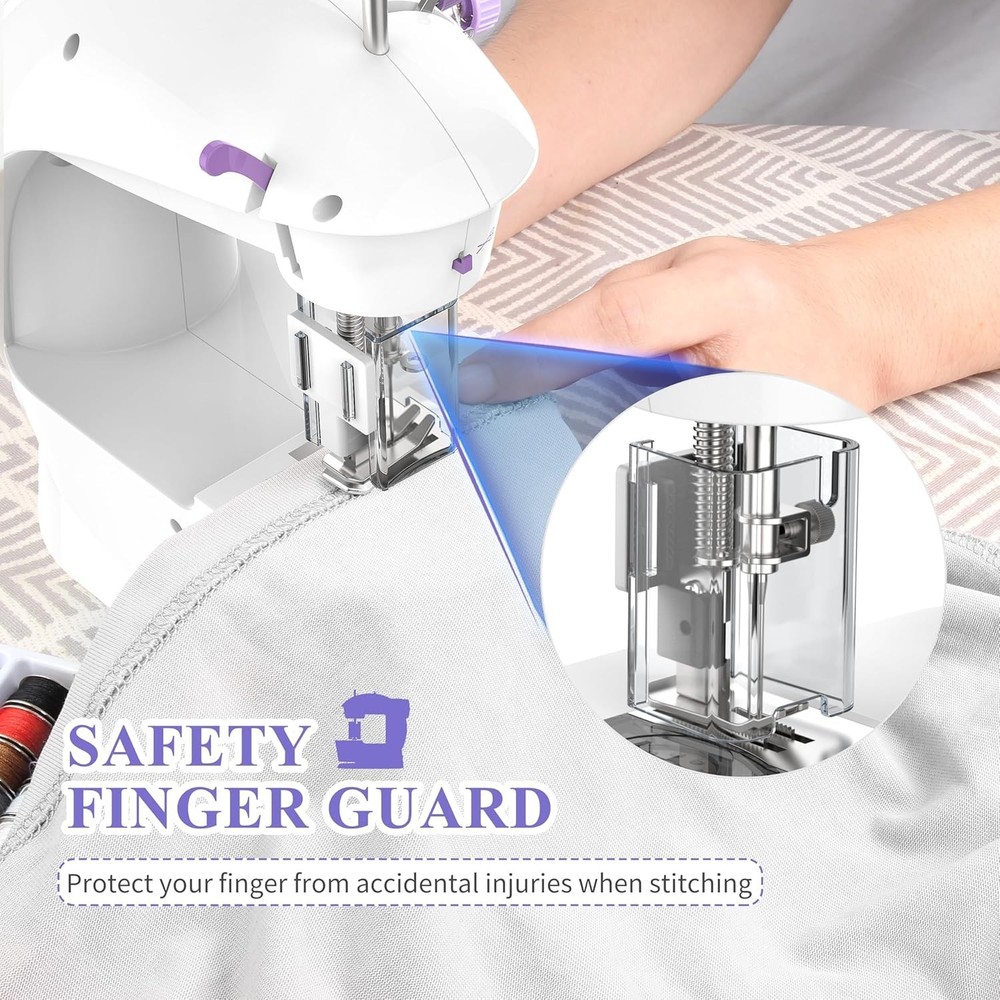 Compact Beginner Sewing Machine with Accessories, Finger Guard & Extension Table