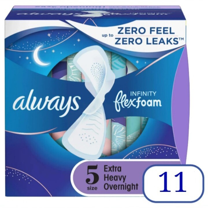 Always Size (5) ●INFINITY FLEX-FOAM● Up To ZERO FEEL! ZERO LEAKS! 11~COUNT Pads.