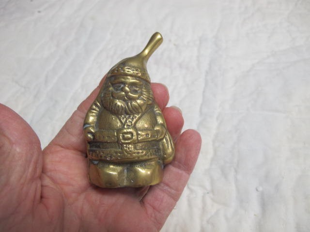 Small Solid Brass Figural Santa Bell