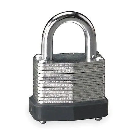 Padlock, Keyed Different, Standard Shackle, Rectangular Steel Body, Steel