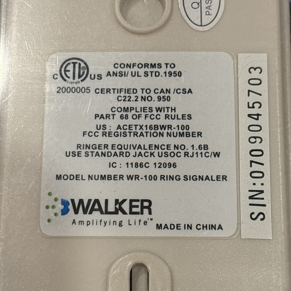 Walker Ameriphone ~ WR100 ~ Amplifying Life ~ New