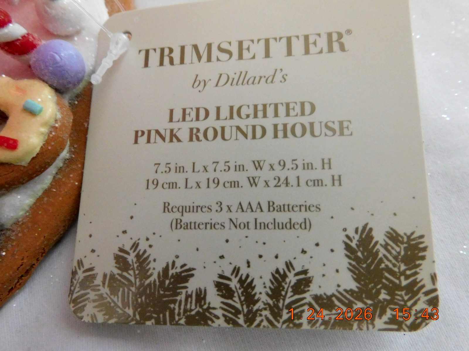 New 2025 Trimsetter Gingerbread Light Up LED "Round Pink House" 9.5"T x 7.5"