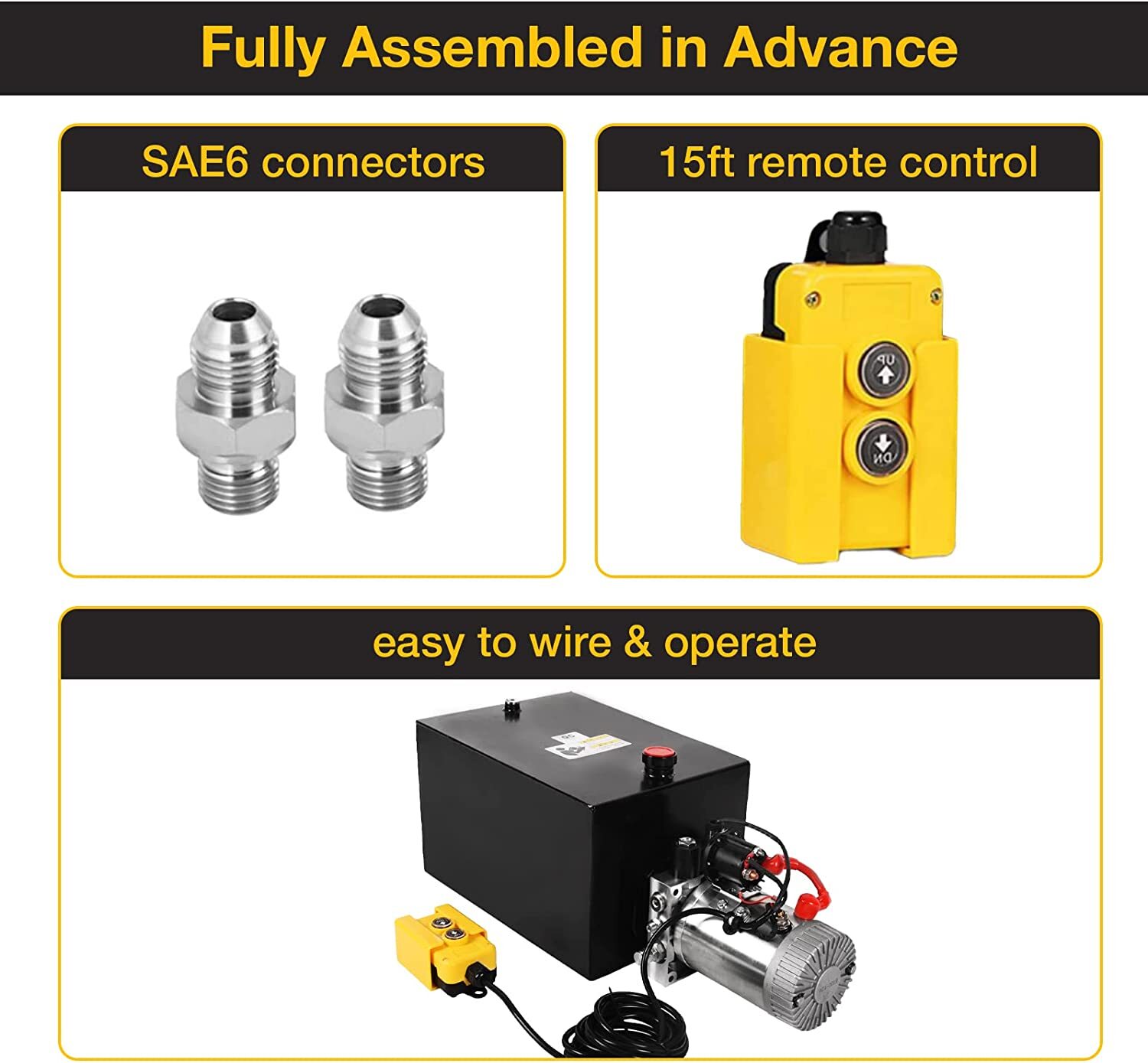 20 Quart Hydraulic Pump 3200PSI Single Acting Dump Trailer Pump 12V Car Lifting