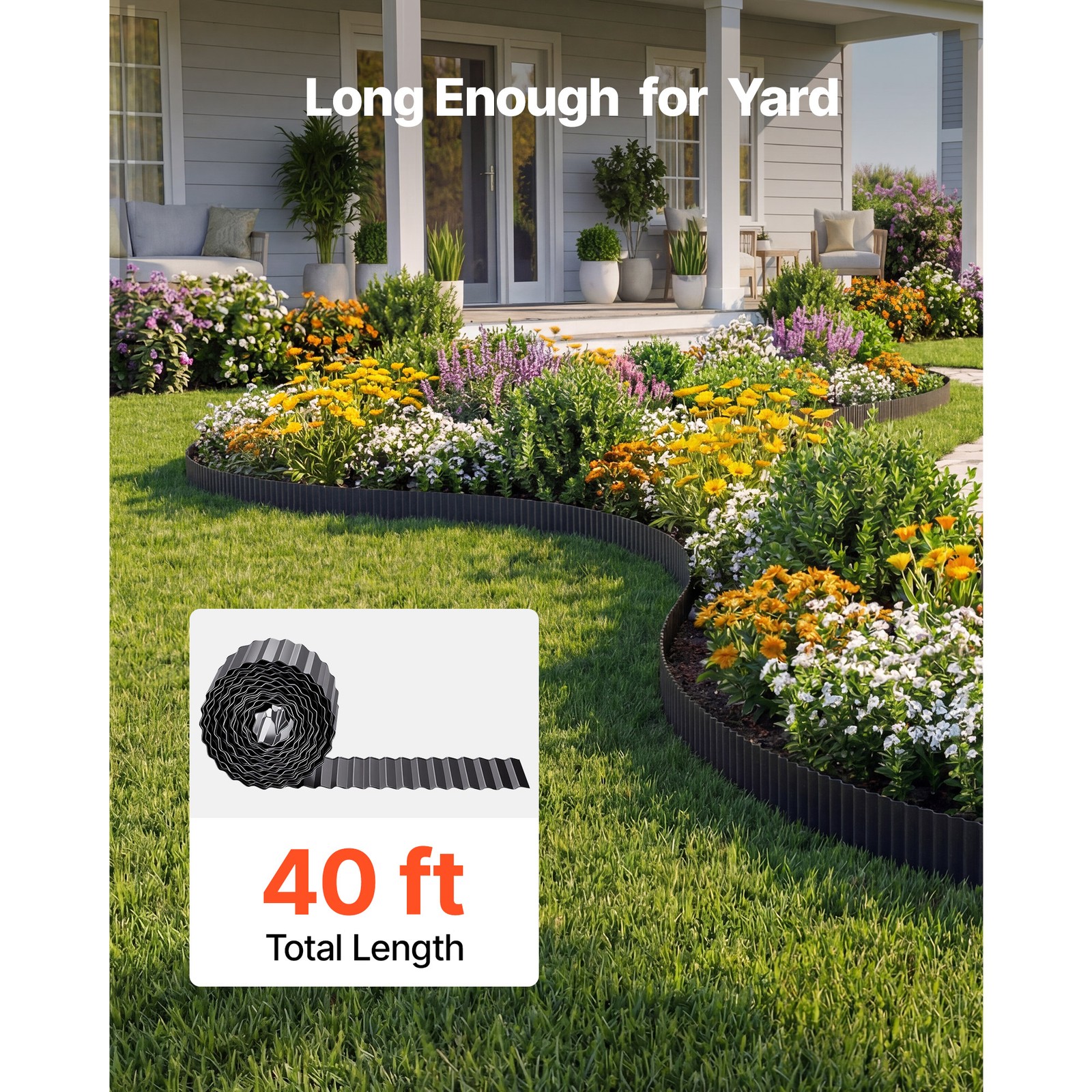 Uimoso Galvanized Steel Garden Edging 40 ft x 6 in Metal Landscape Border