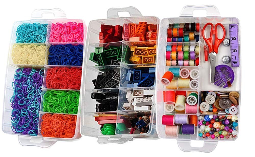 Sooyee 3-Layer Things & Crafts Storage Box with 30 Adjustable Compartments fo...
