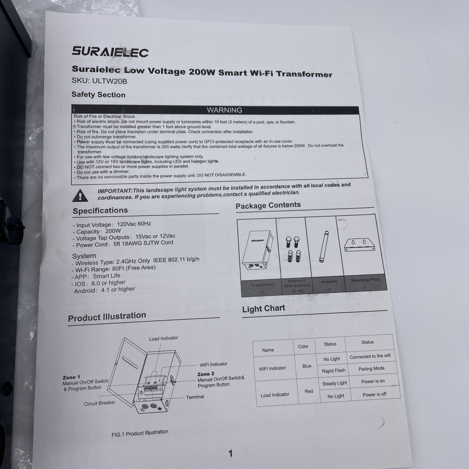 200W Smart Wi-Fi Landscape Low Voltage Transformer 2 Zone 120V AC to 12V 15V AC