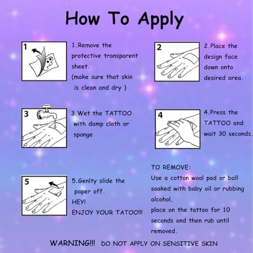 Glitter Stars Temporary Tattoos for Kids - 74 Individually Sheets | Waterproof