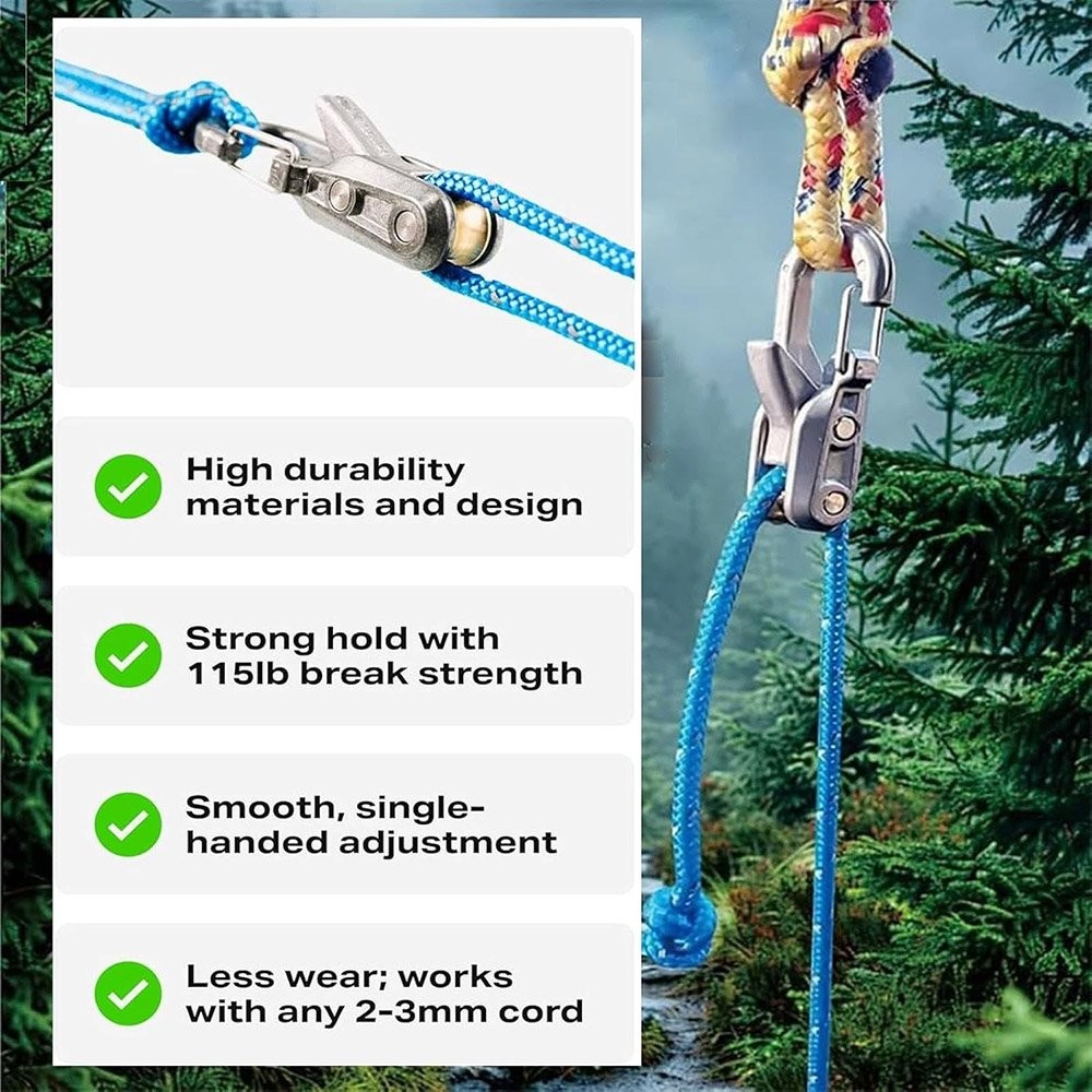 Outdoor Tensioner with Rope Roller Paracord–Cinching Tool for Camping, Hiking CW