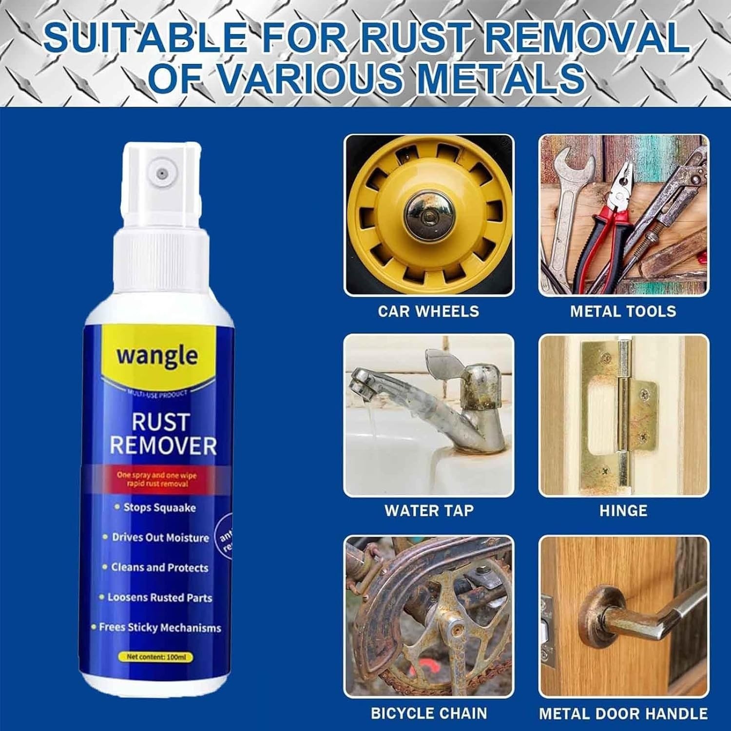 Wangle Rust Remover,Anti-Rust Lubricant Spray & Rust Remover Easy Application US