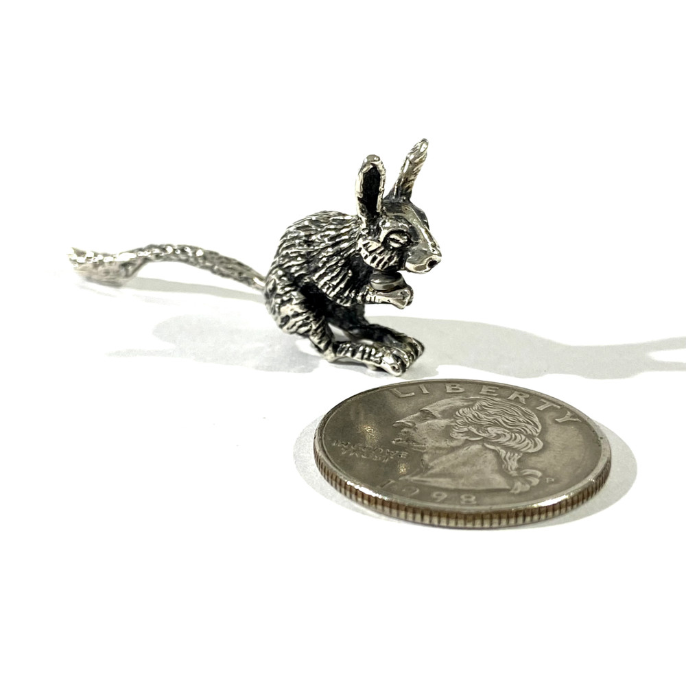 vintage solid silver squirrel miniature , hallmarked italian figurine