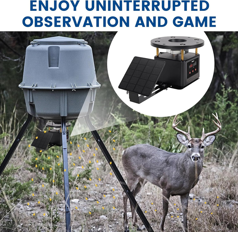 Deer Feeder Timer with Integrated Solar Panel, Digital Automatic Deer Feeder Mot