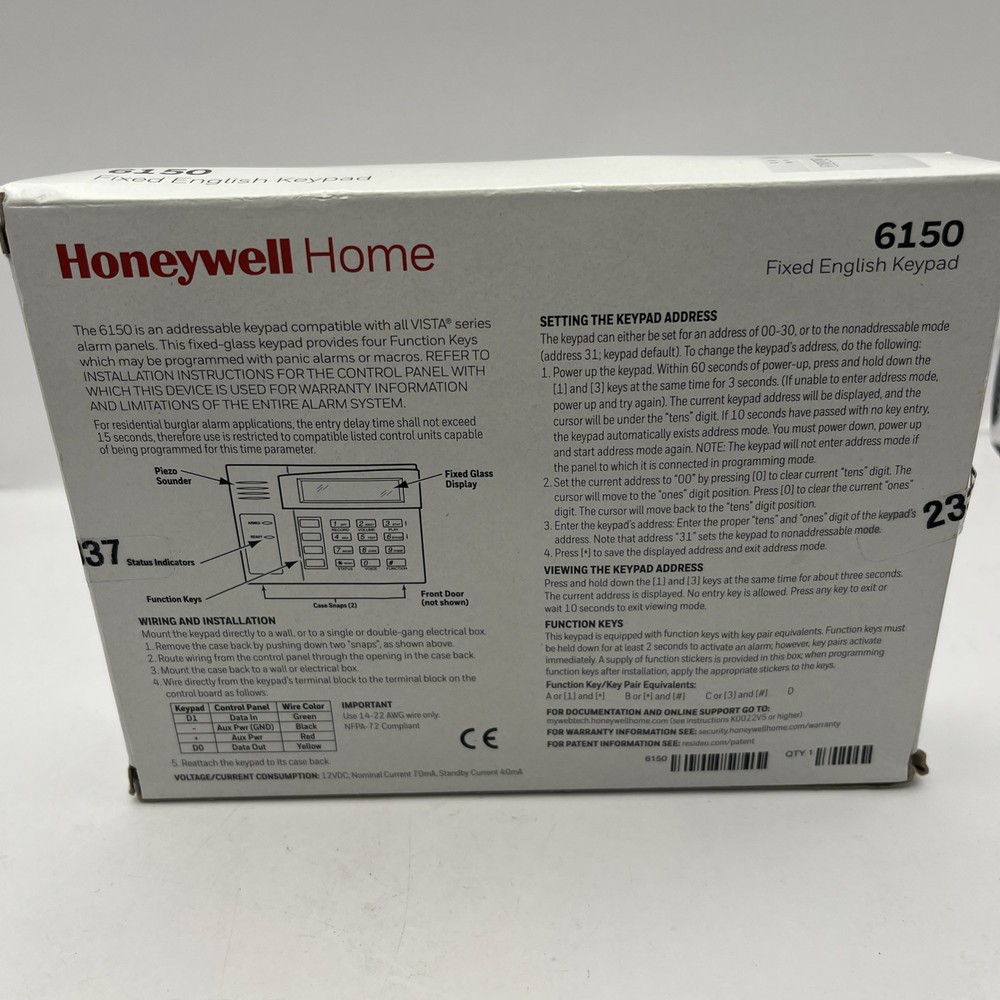 Honeywell 6150 Fixed English Keypad with Function Buttons