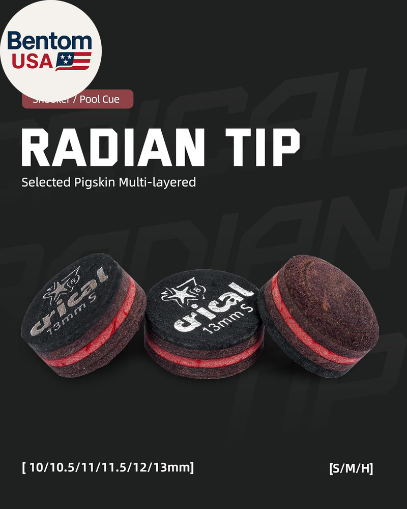 13 mm Pool Cue Tips 5 Layer Pool Stick Tips (Hardness Soft/Medium/Hard) Billiard