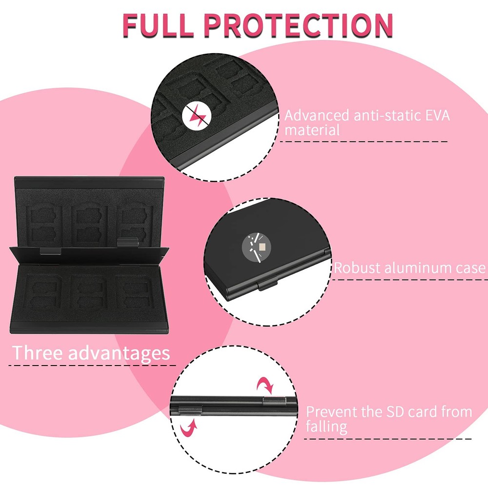 SD , SD Card Case,CF Memory Case Aluminum Alloy Hard Shell, Double-Layer Capa...