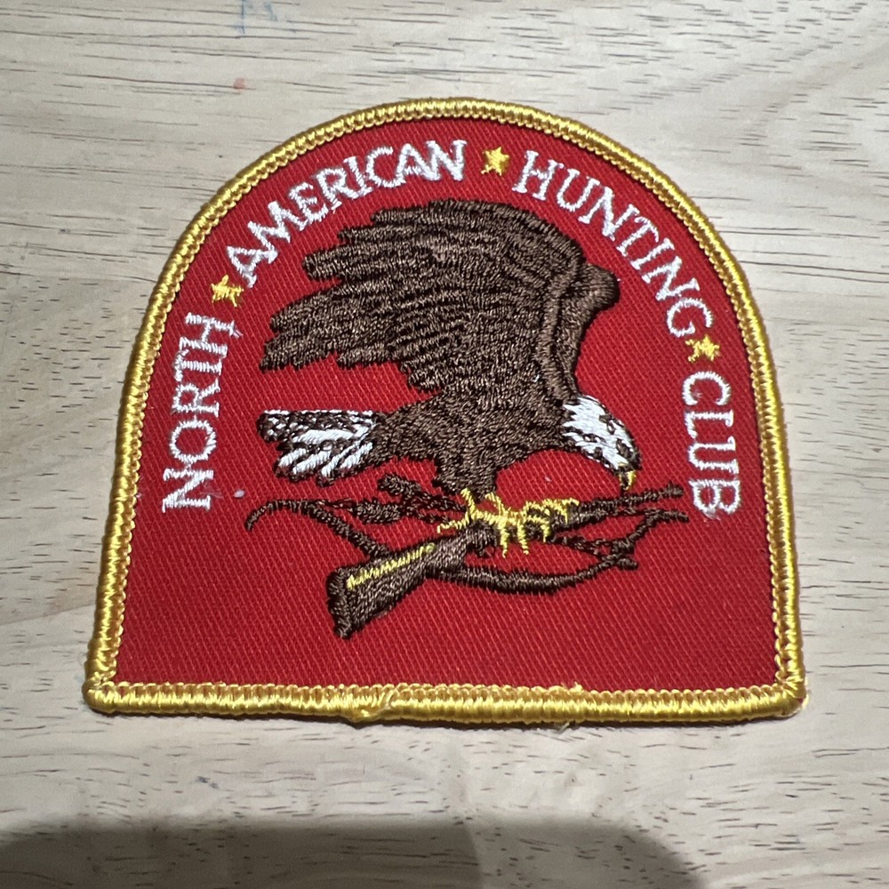 NORTH AMERICAN HUNTING CLUB RED Patch EAGLE YELLOW TRIM