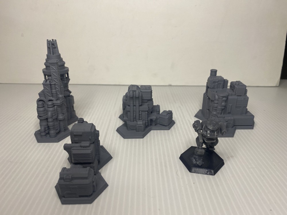 Mining Settlement x4 buildings, Tabletop Terrain Battletech (6mm)