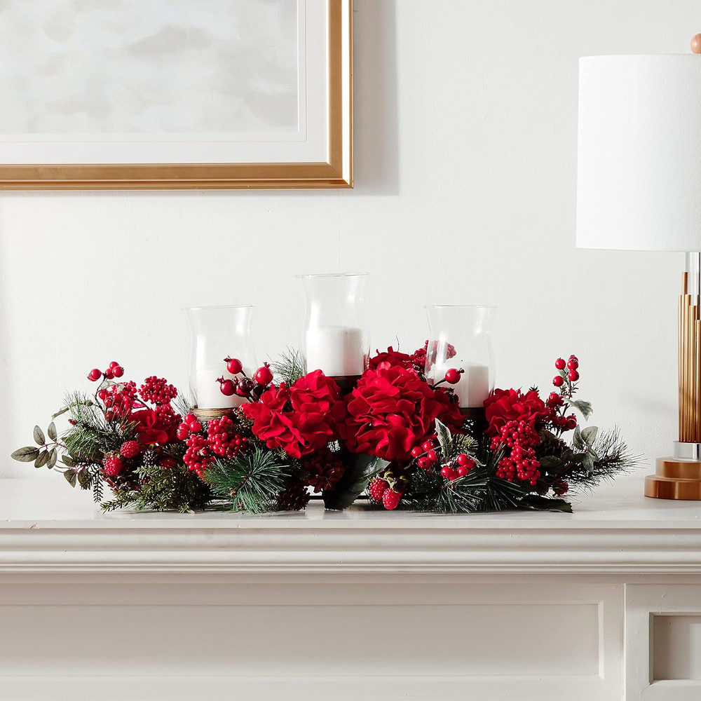 Artificial Hydrangea Holiday Candelabrum