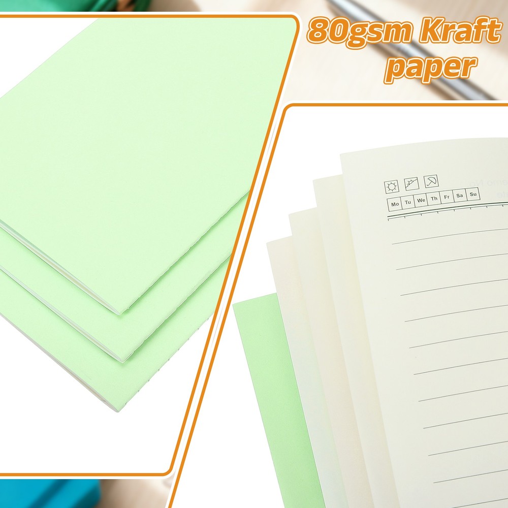 3 Pack A5 Notebook, A5 Journal Mini Notebook Pocket Kraft,Green