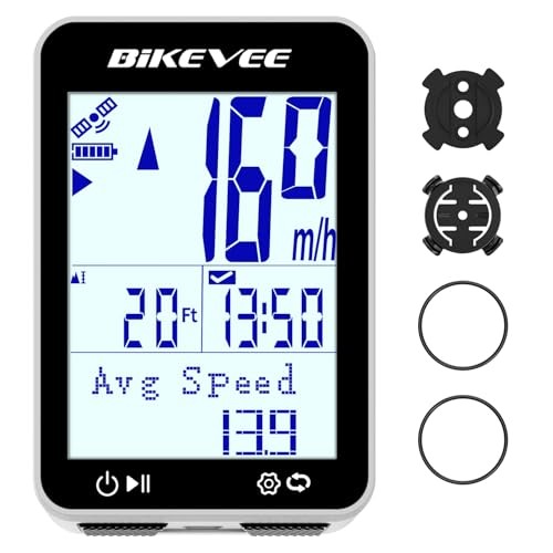 GPS Speedometer & Odometer - Wireless Bike Computer, White-A【Standard Mount】