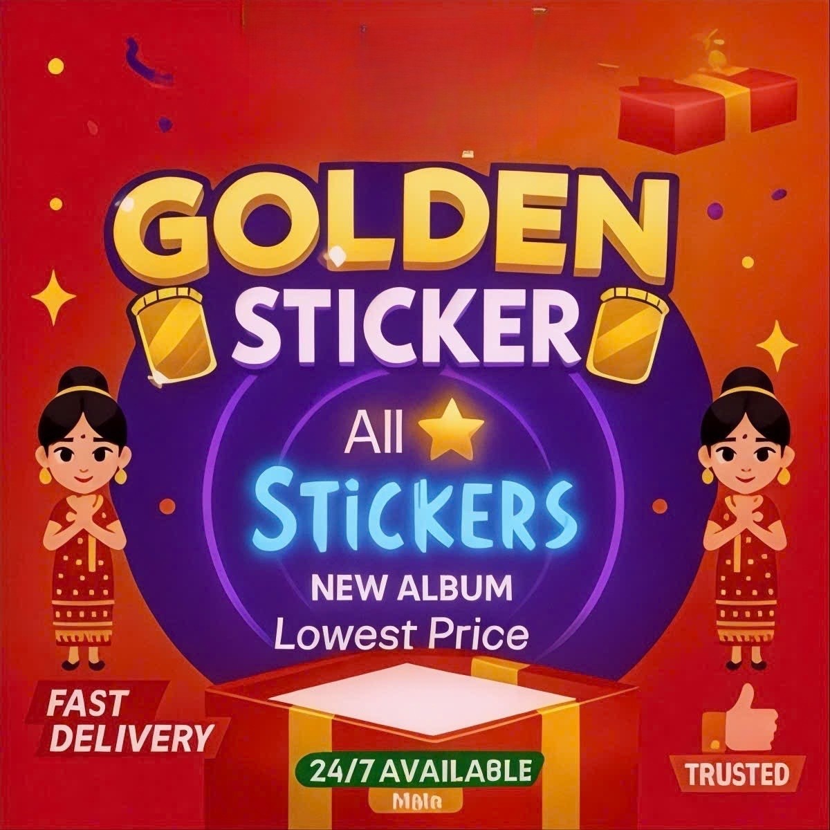 Monopoly Stickers Go 1⭐- 6⭐( GOLDEN BLITZ STICKERS ) CHEAPEST🔥SUPER FAST⚡24/7