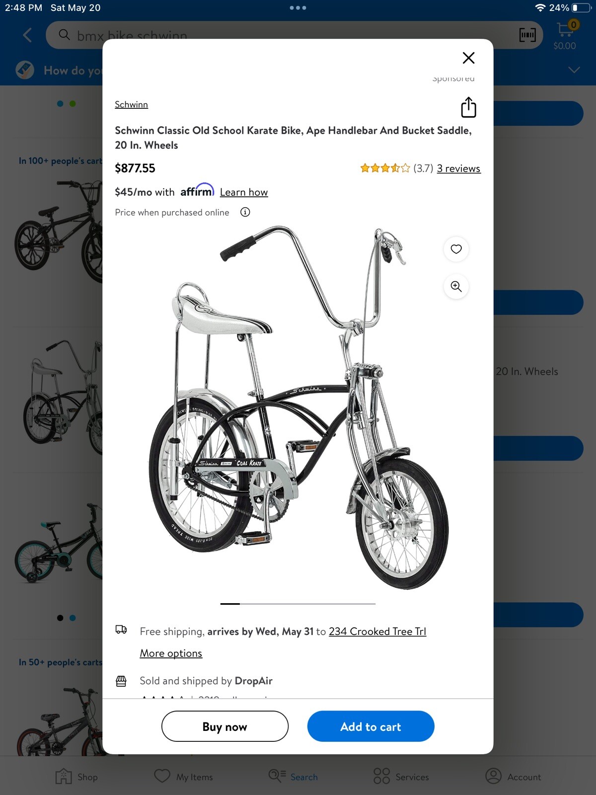 Schwinn Sting Ray Coal Krate Cruiser Bike 2007 NOS Special edition