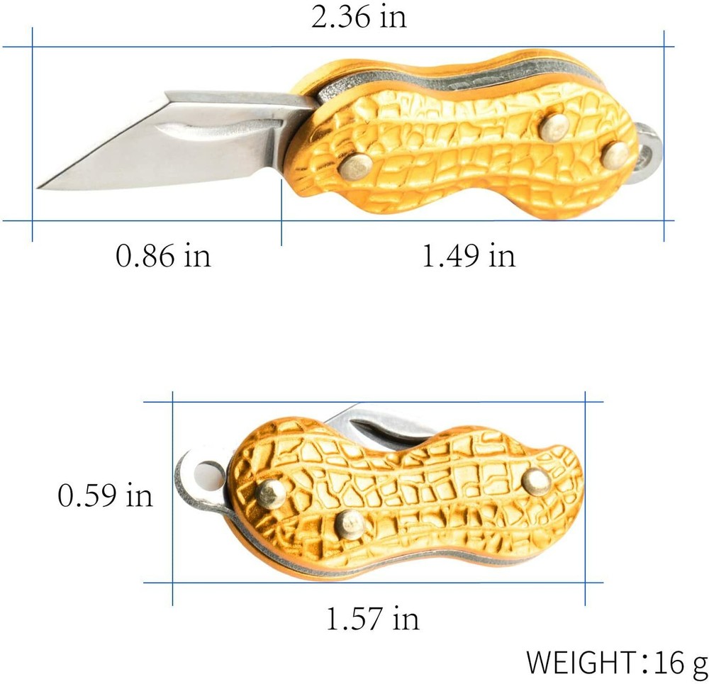Multi-functional Peanut-Shaped Outdoor Portable Folding Knife Mini ( Gold ) Gift