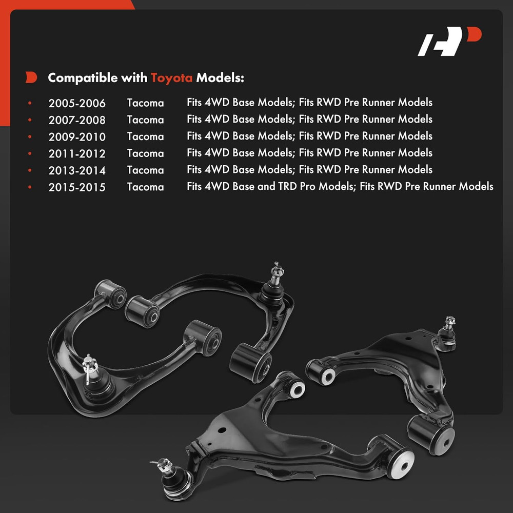 2005-2015 Tacoma Front Upper Lower Control Arm Kit–Compatible Replacement