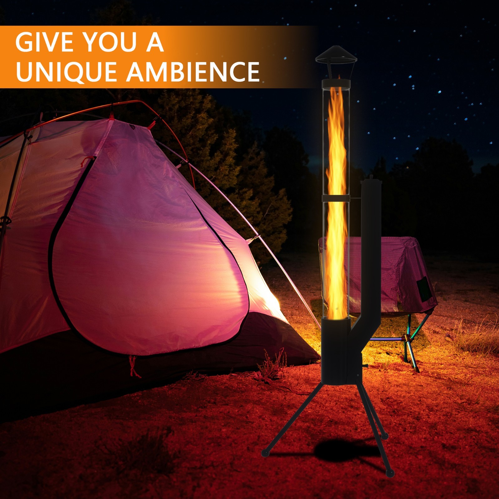 Portable Wooden Pellet Fire Pit with Safety Cover and Glass