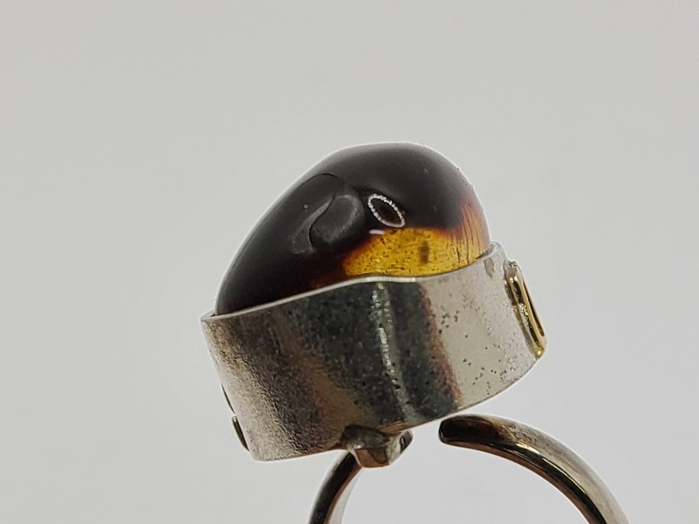 Dark Amber Statement Ring Handmade sz 9