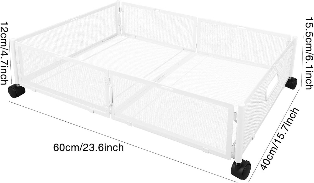 2 Pack Rolling Under Bed Storage Containers, Foldable