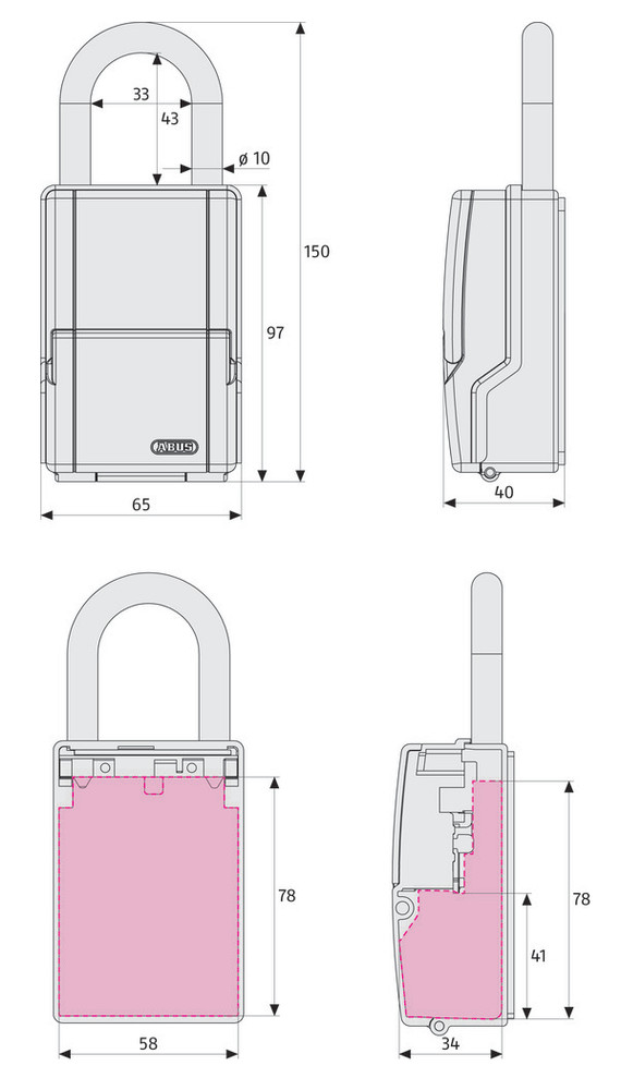 Storage Padlock ABUS KEY GARAGE MINI PADLOCK WITH Compartment to Store Keys